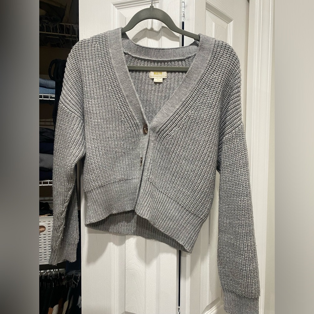 Maeve Anthropologie Knit Grey Button Cardigan XS